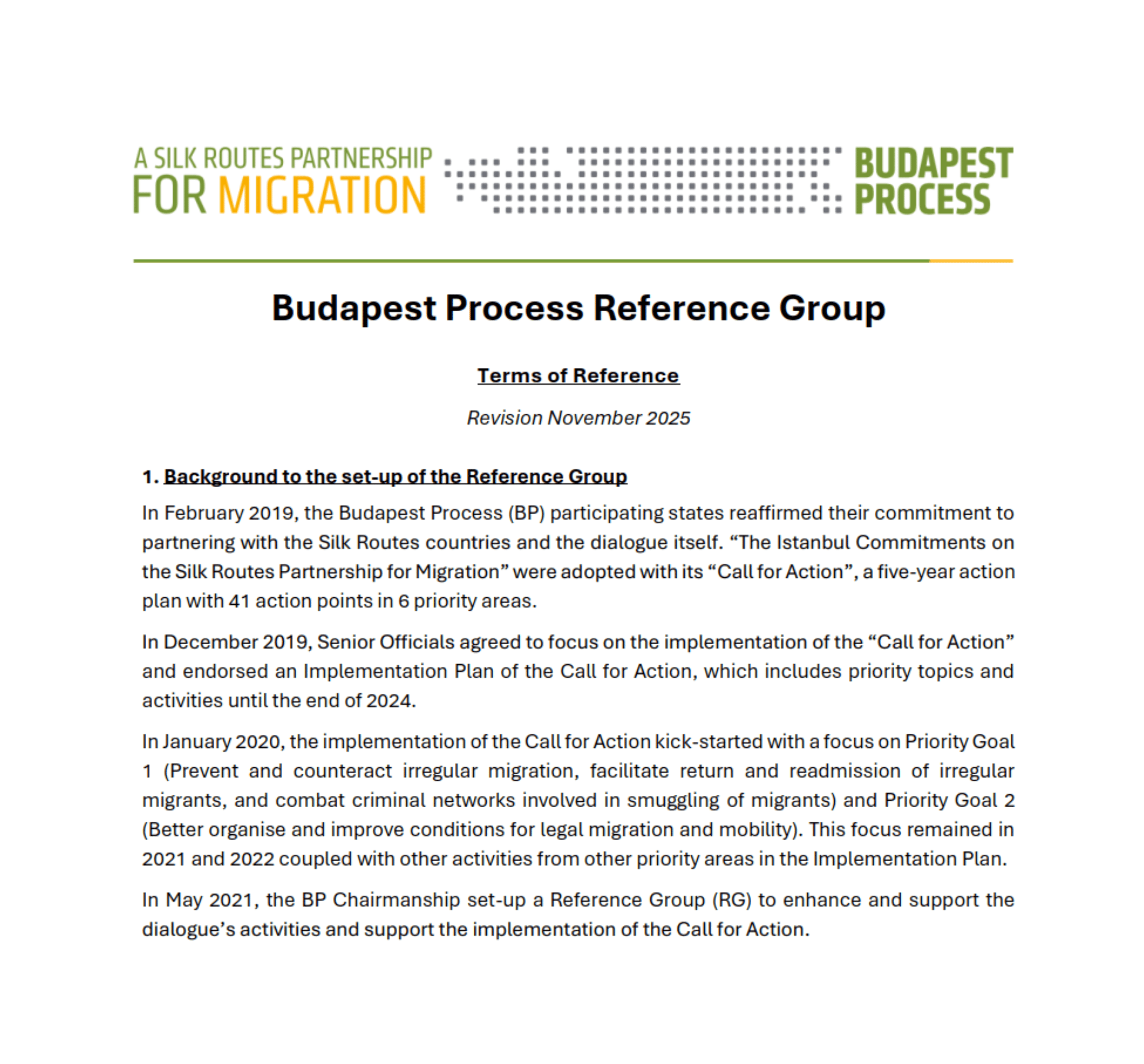 Reference Group Process Reference Group for the Budapest Process’ Implementation of the Call ...